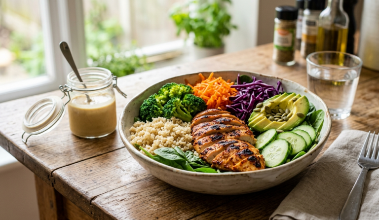 Rainbow Chicken & Quinoa Nourish Bowl | Recipes | Fitnesswithrea